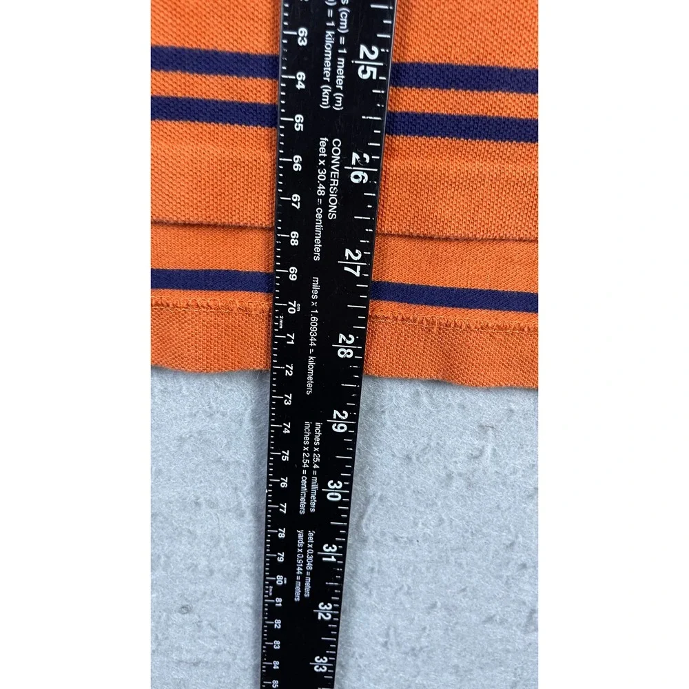 Polo Ralph Lauren Polo Shirt Mens Medium Orange Excellent Striped Short Sleeve